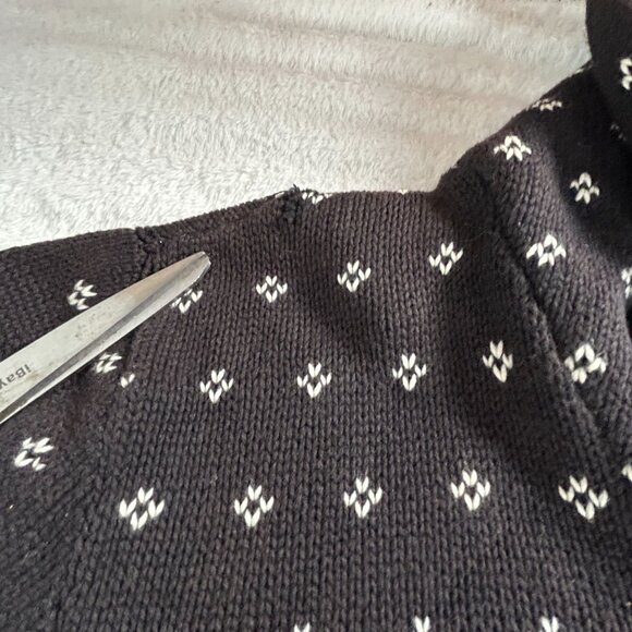 Vintage Chaps Ralph Lauren Womens Black Cotton Fair Isle Ski Knit Sweater XL - Picture 5 of 8